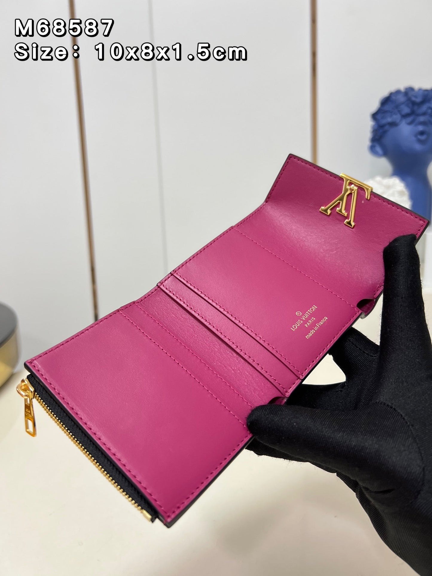 【ルイヴィトン】送料無料◆ポルトフォイユ・カプシーヌ牛革3つ折り財布M68587