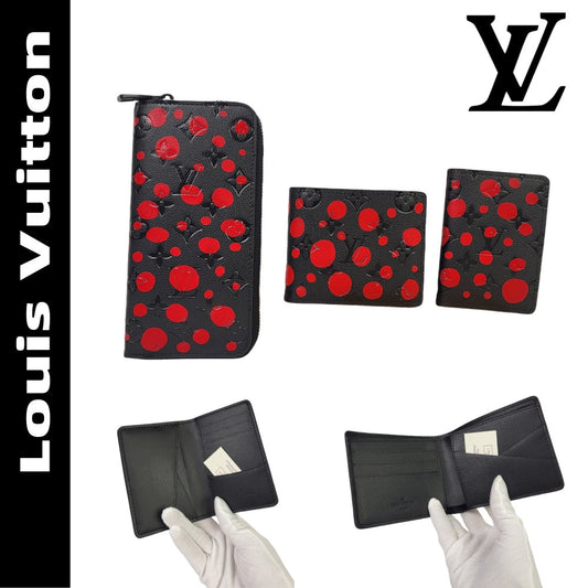 【ルイヴィトン】草間彌生コラボレザー財布 長短3種 限定アートコレクション