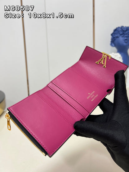 【ルイヴィトン】送料無料◆ポルトフォイユ・カプシーヌ牛革3つ折り財布M68587